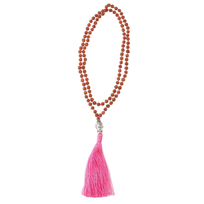 Japa Mala Rudraksha Buddha Head 06 mm Pink