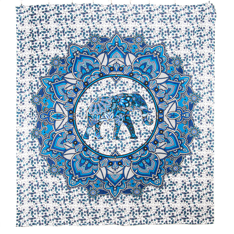 Bedspread Double Elephant Idol Blue