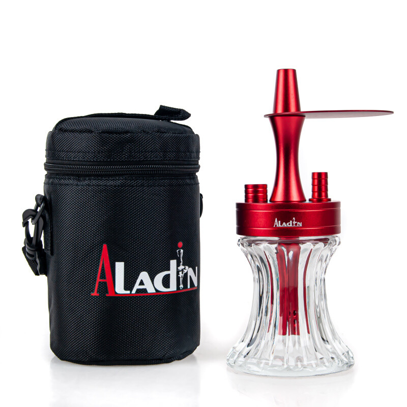 Hookah Aladin 2Go ALU Red 23 cm Clear