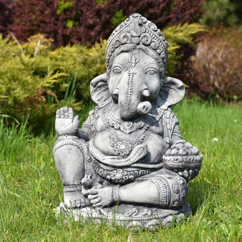 Statuette Concrete Ganesh Sitting 48 cm Grey