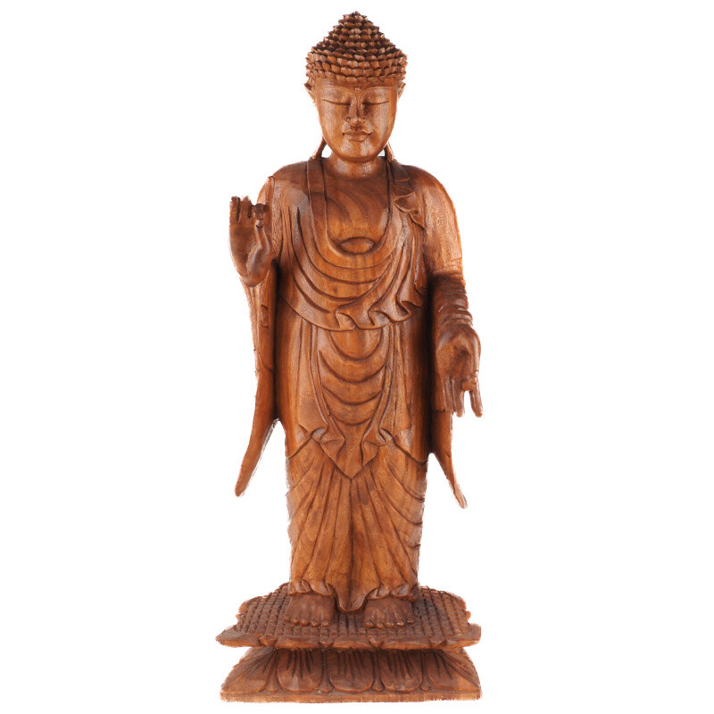 Wooden Statuette Buddha Teaching 80 cm Brown