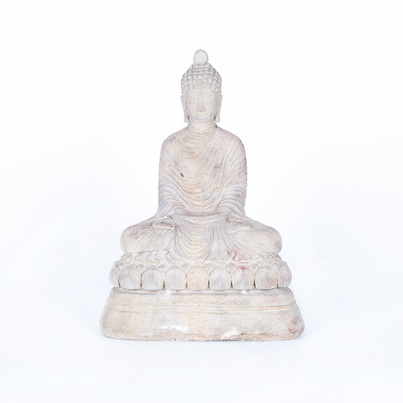 Statuette Concrete Buddha Meditation 38 cm White