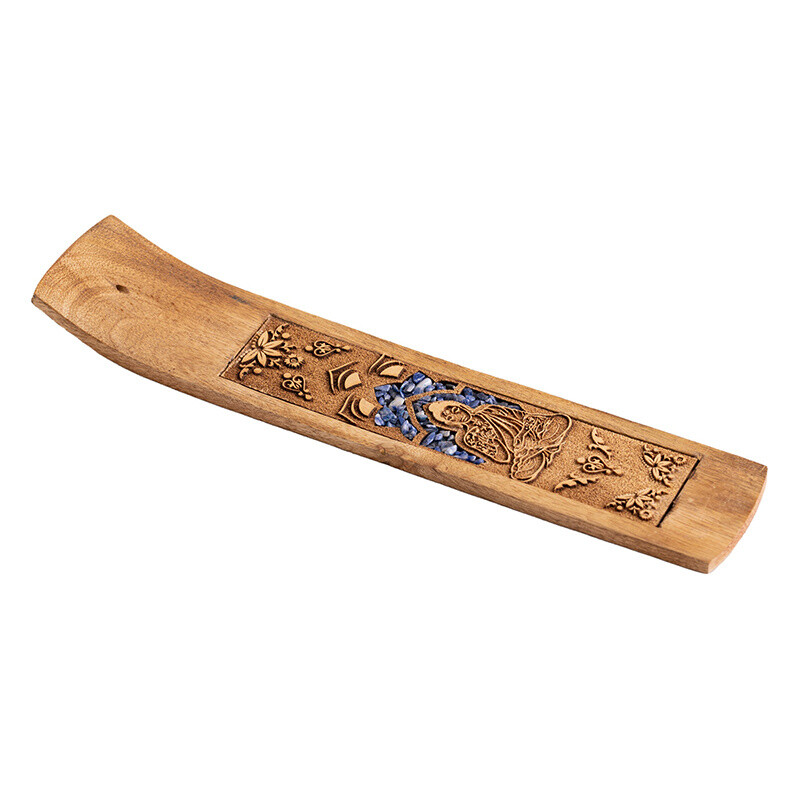 Incense Stick Holder - Wood Buddha Sodalite