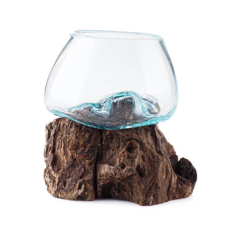 Glass Jar on Driftwood Small 10
