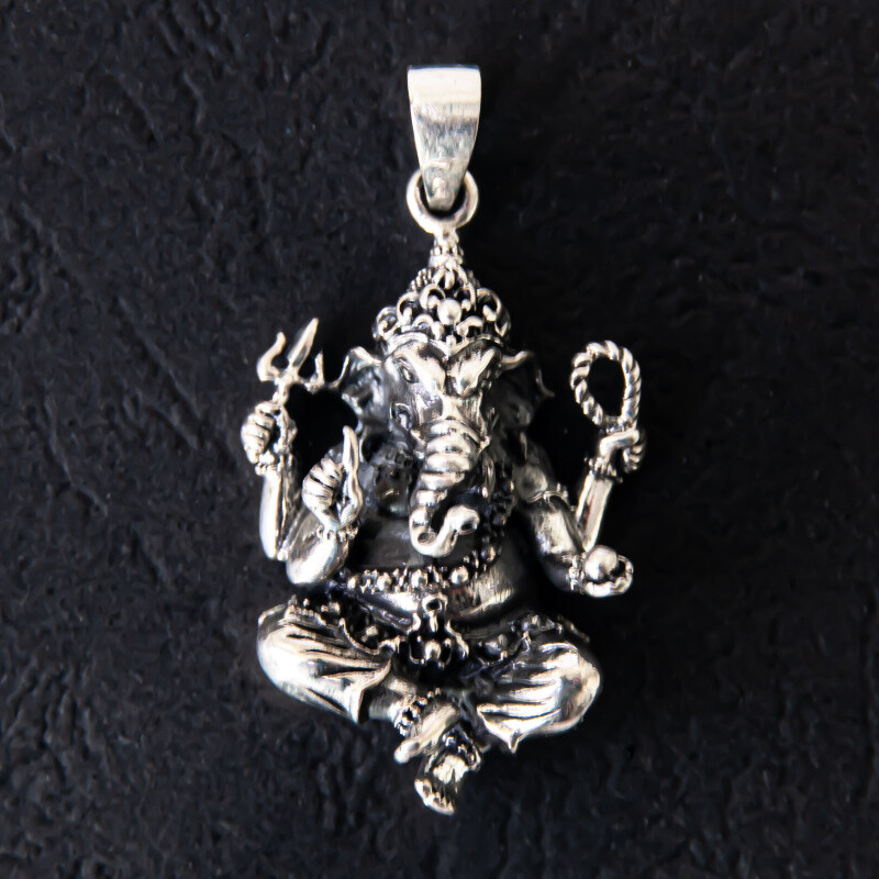 Silver Pendant Ganesh with Trident