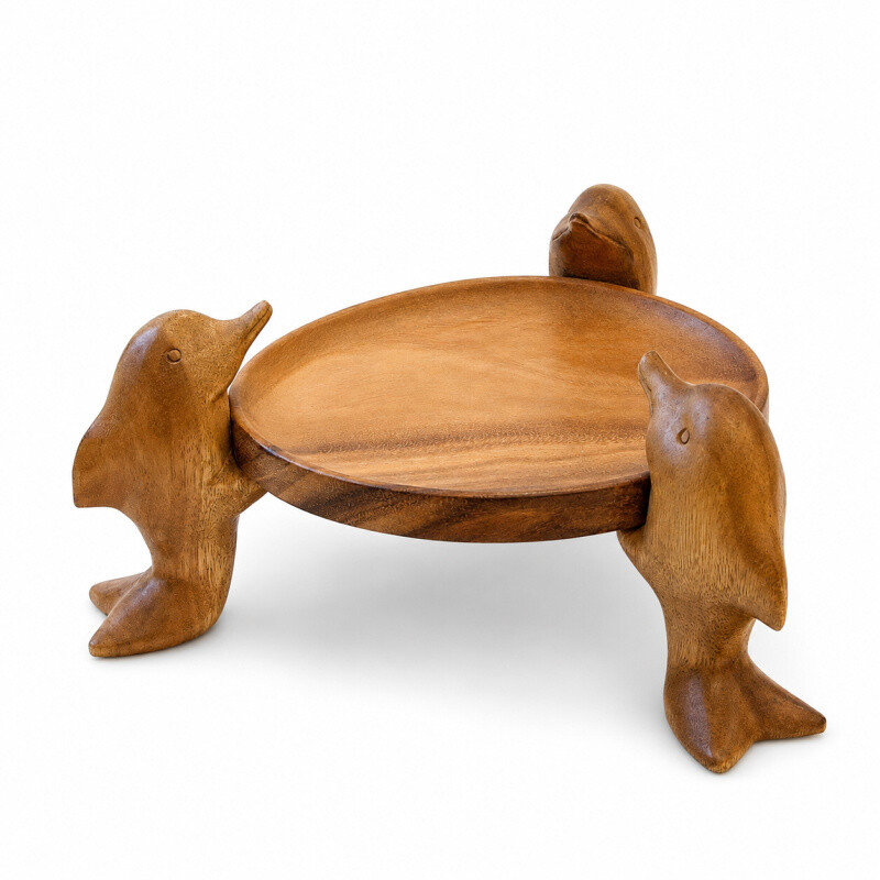 Wooden Tray Dolphins 17 cm