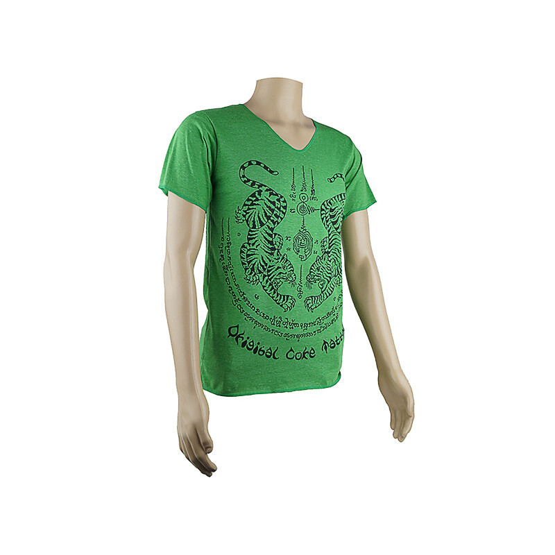 Men's T-shirt Mirror Tiger V-neck M Green
