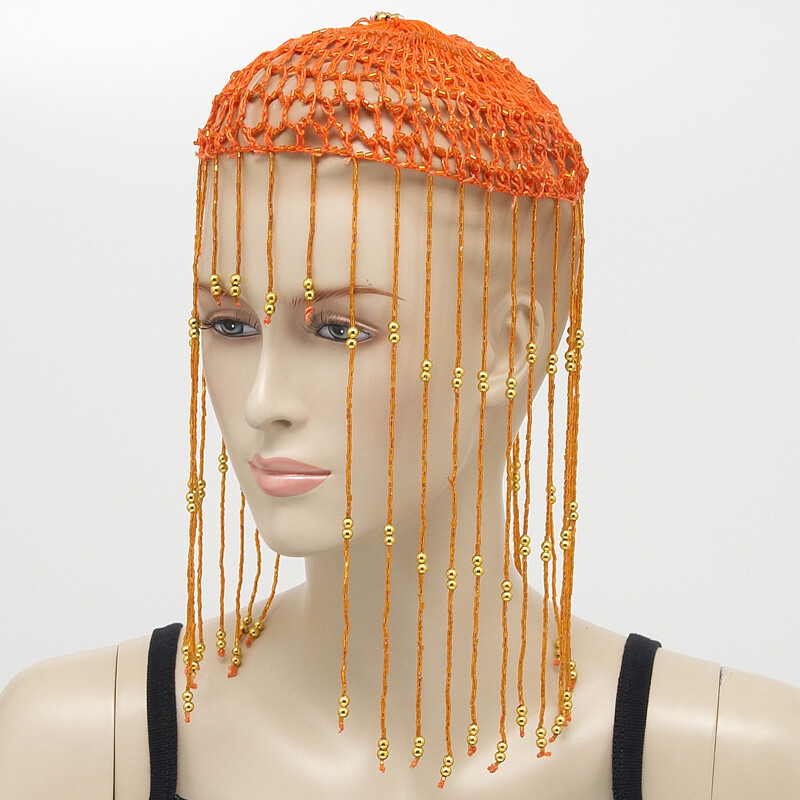 Belly Dance Beaded Cap Simple Orange
