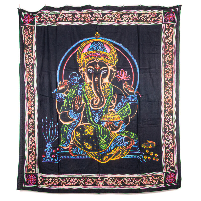 Bedspread Double Ganesh Black 01