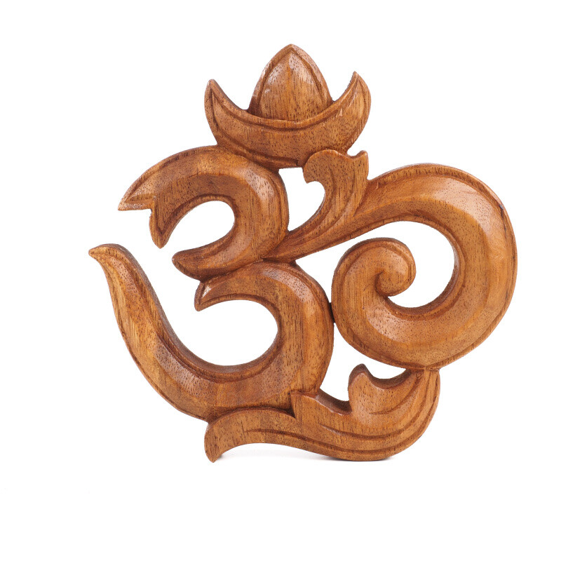Hanging Wooden Decoration Om 15 cm Brown