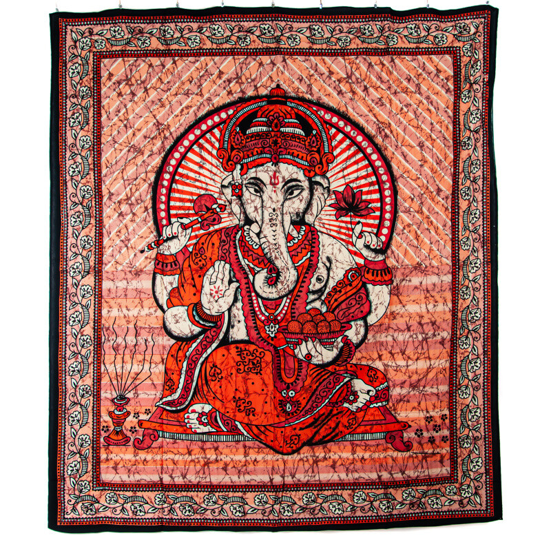 Bedspread Double Protecting Ganesh Orange