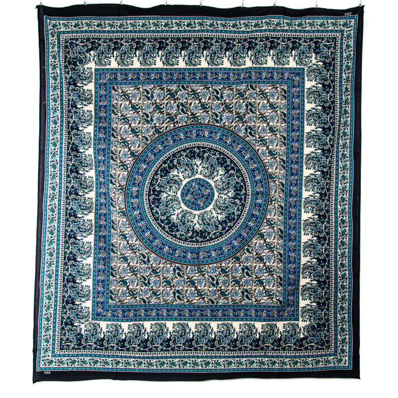 Bedspread Double Paisley Mandala Blue