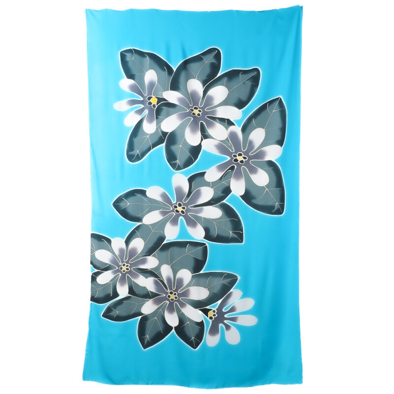 Pareo Sarong Bali Flowers 07 Light Blue 200 x 118 cm