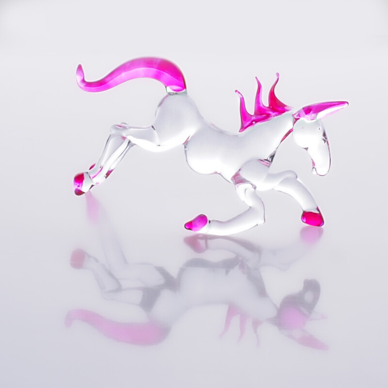 Glass Statuette Horse Pink