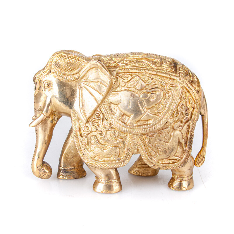 Statuette Metal Ceremonial Elephant 14 cm