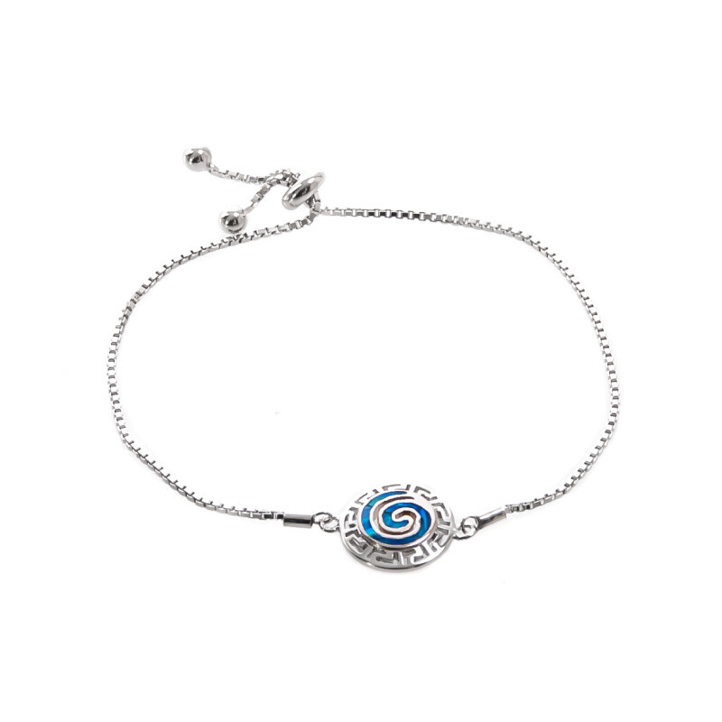Silver Bracelet Spiral Brooch Blue Synthetical Opal