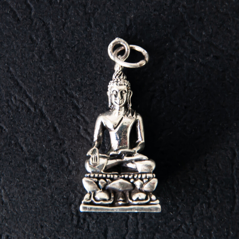 Silver Pendant Buddha on Pedestal