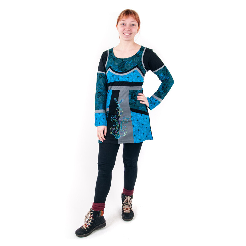 Dress Joy 16 Long Sleeve M Turquoise-Black