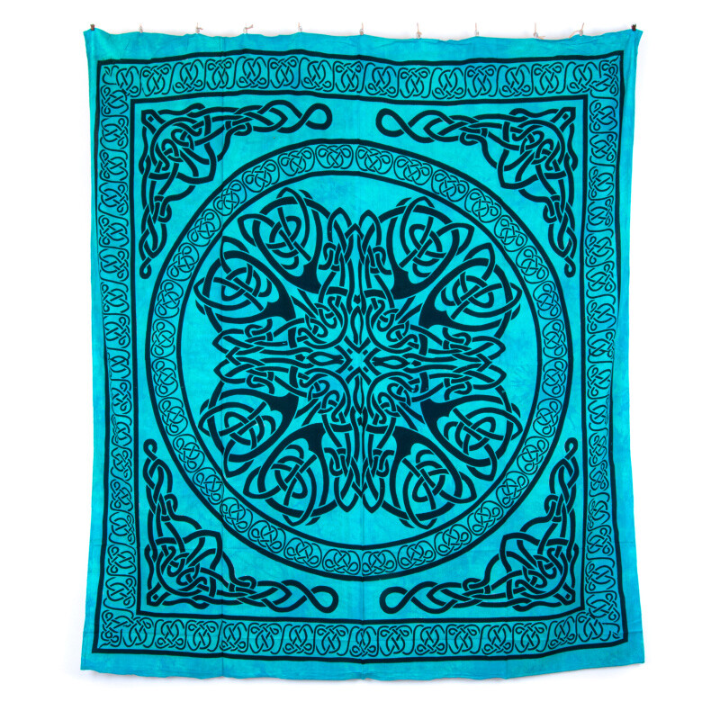 Bedspread Double Celtic Knots Turquoise