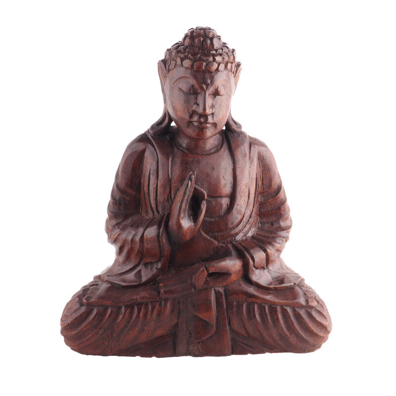 Wooden Statuette Buddha Teaching 25 cm Brown