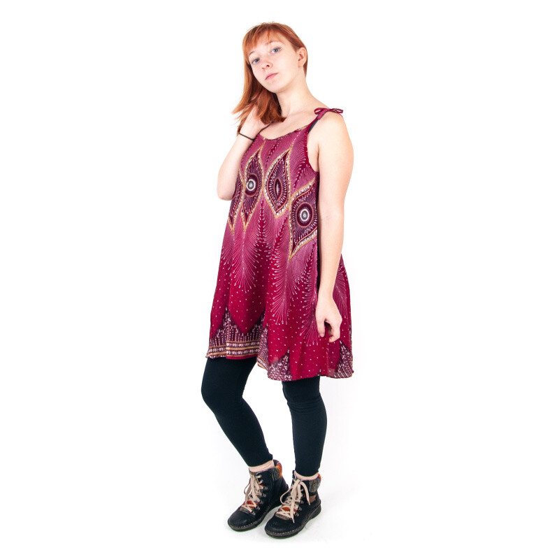 Wide Top Feathers Wine Red