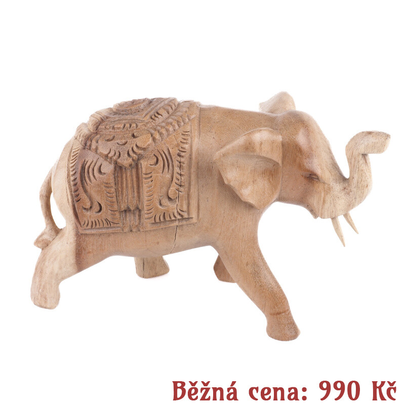 Bazar - Wooden Statuette Ceremonial Elephant 15 cm Natural 02