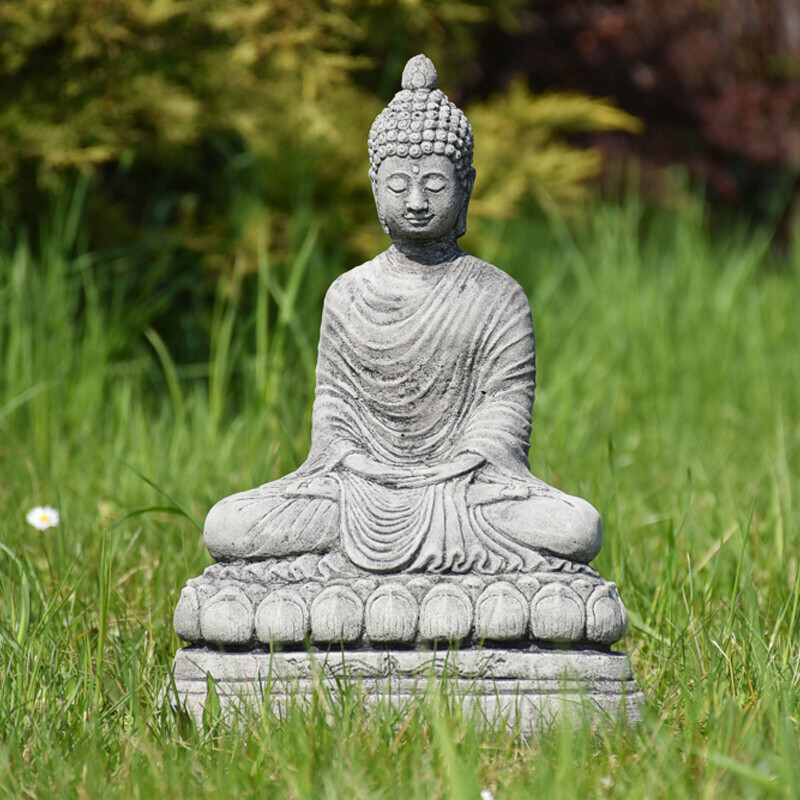 Statuette Concrete Buddha Meditation 36 cm Grey