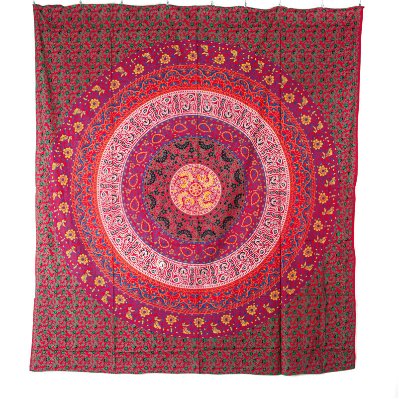 Bedspread Double Flower Mandala Red