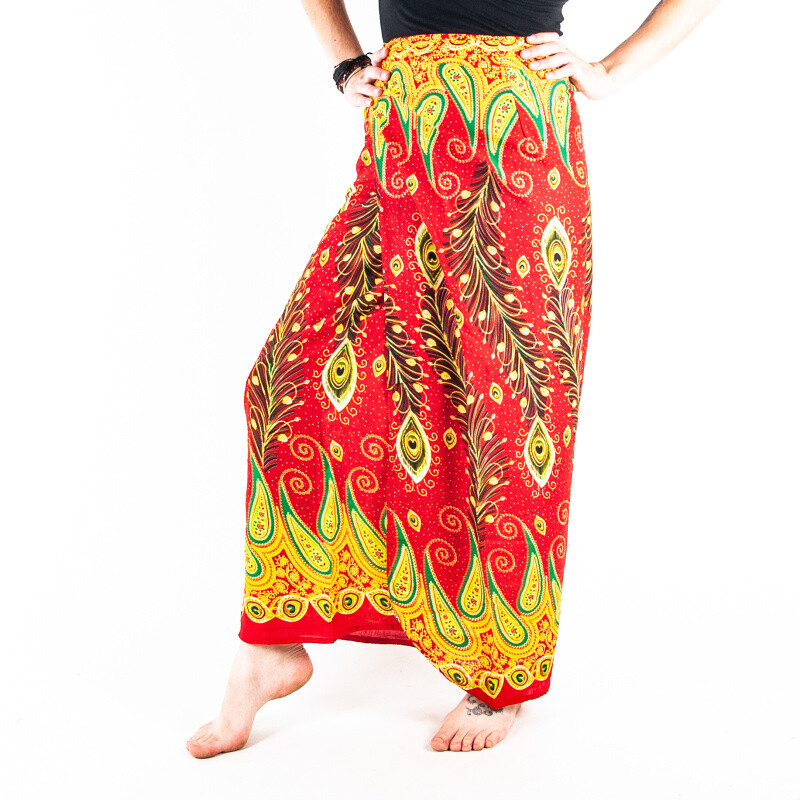 Skirt Peacock Feathers Red