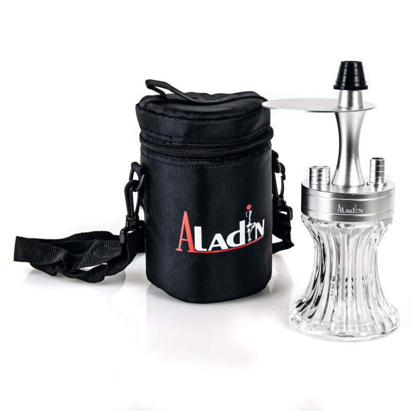 Hookah Aladin 2Go ALU Silver 23 cm Clear