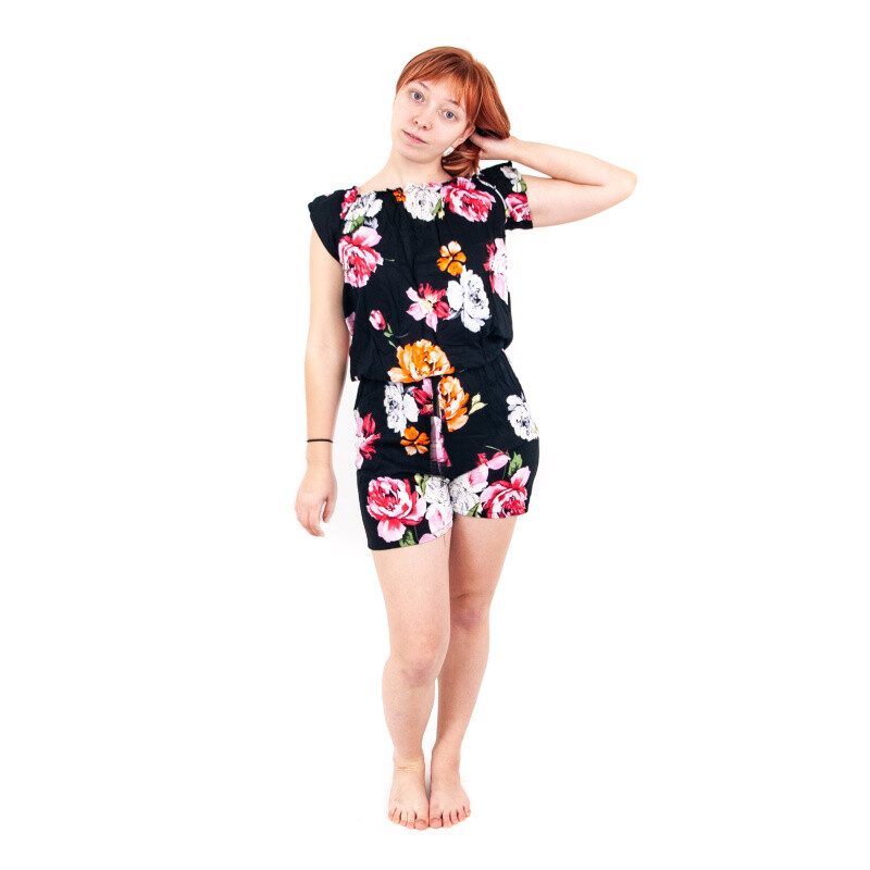 Overall Flowers 04 Black