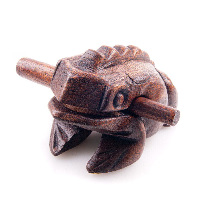 Playing Wooden Frog 14 cm Brindle