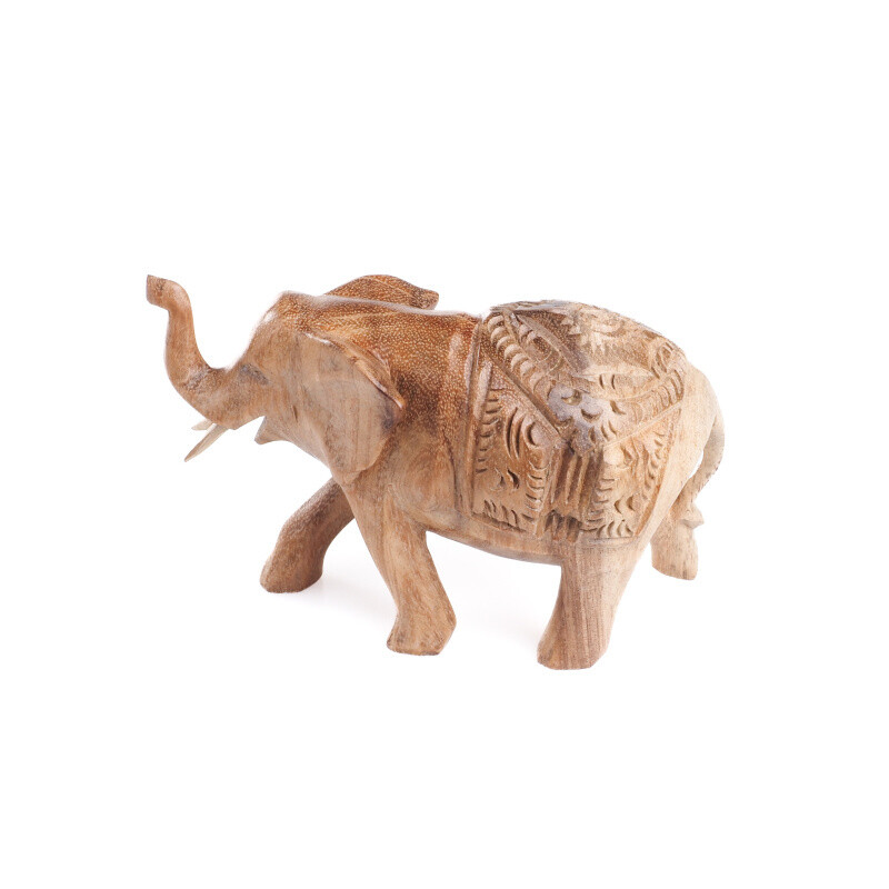 Wooden Statuette Ceremonial Elephant 10 cm Natural