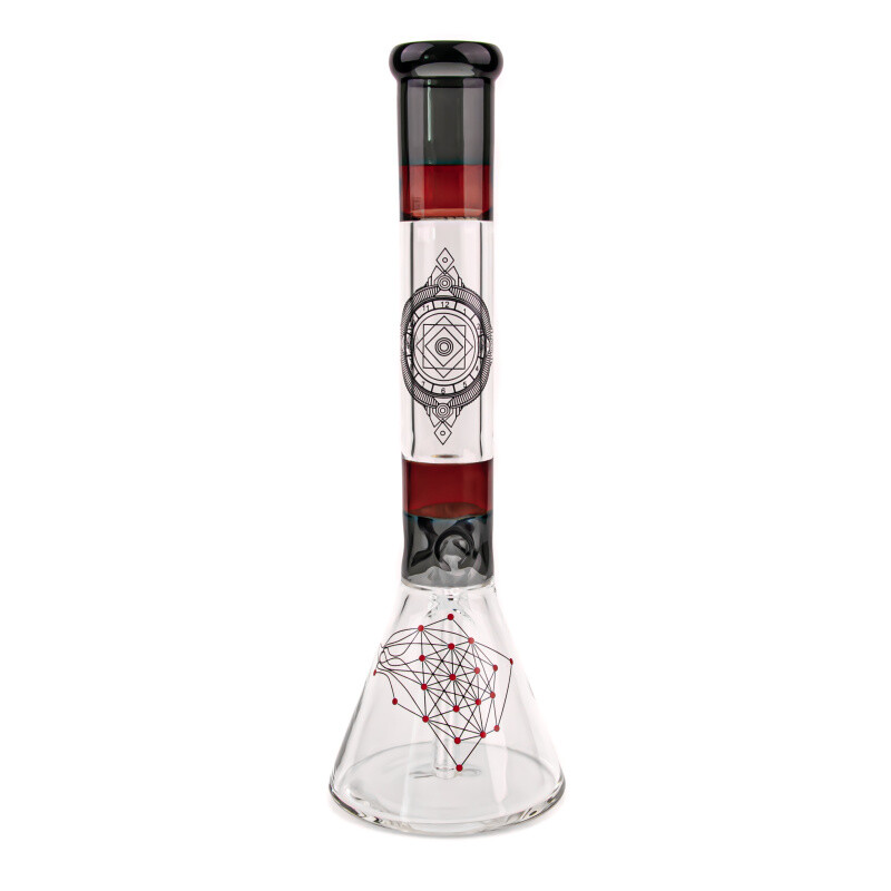 Bong Simax Amsterdam Heavy Beaker Geometry Black Red 41 cm
