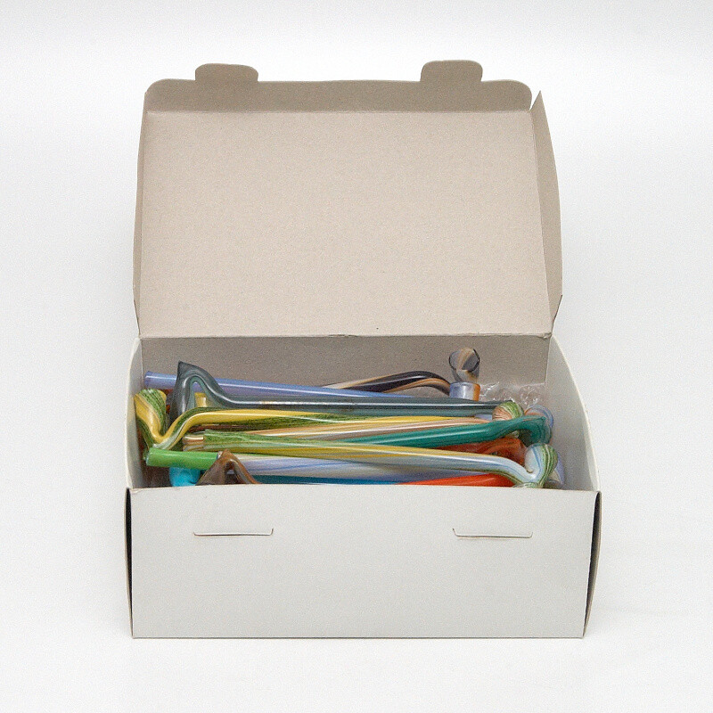Glass Pipe Coloured Butt 15 cm Box 50 pcs