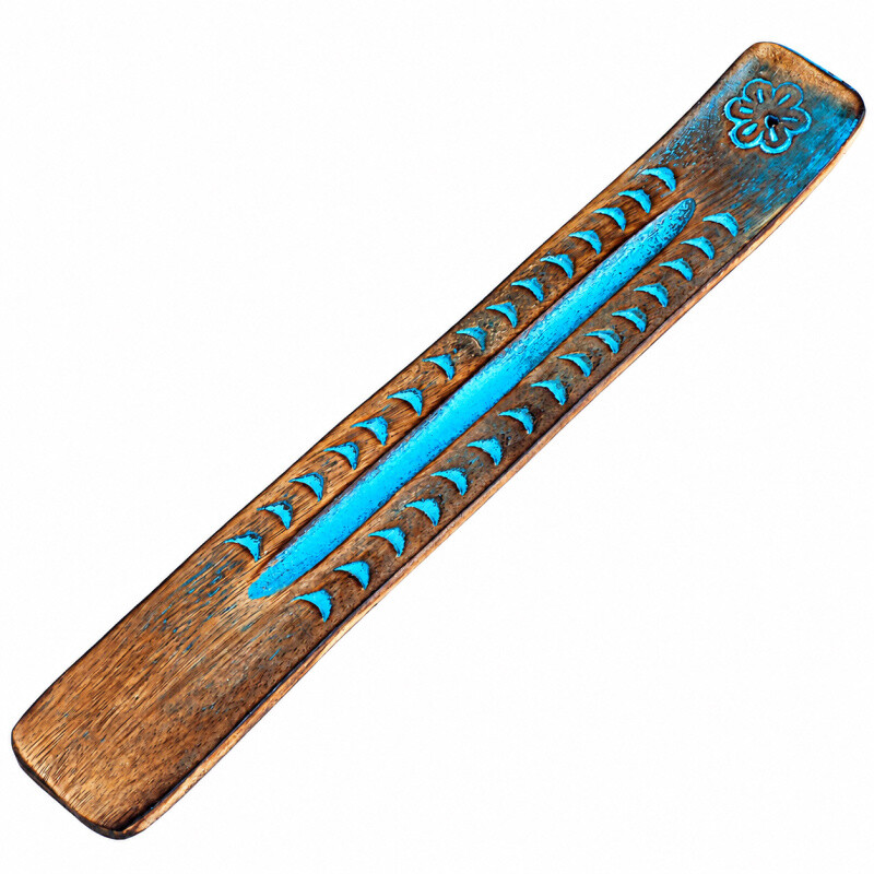 Incense Stick Holder - Ski Decorated Blue