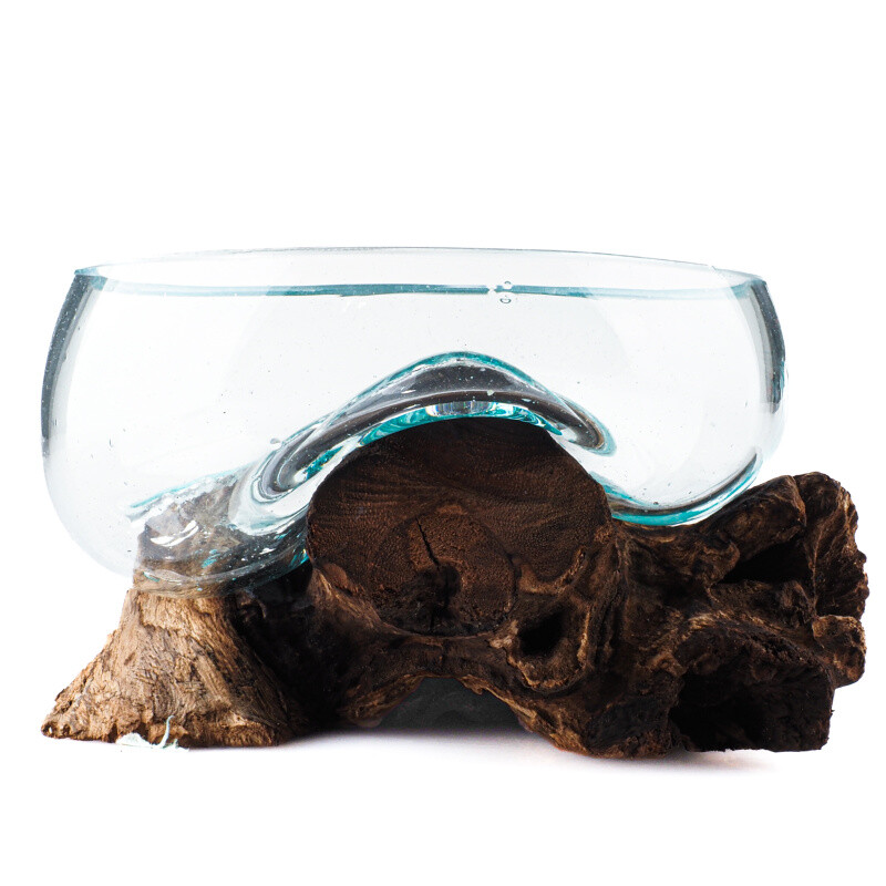 Glass Bowl on Driftwood Small 07