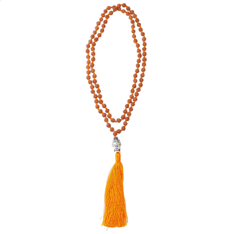 Japa Mala Rudraksha Buddha Head 06 mm Orange
