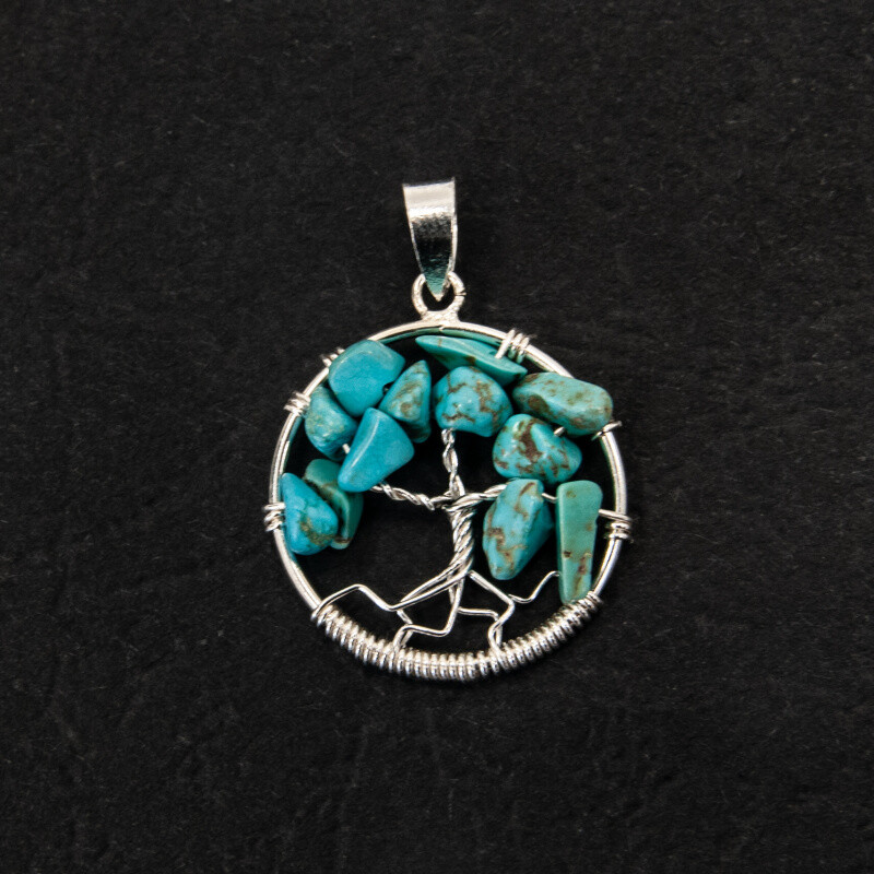 Silver Wire Pendant Tree of Life Turquenite