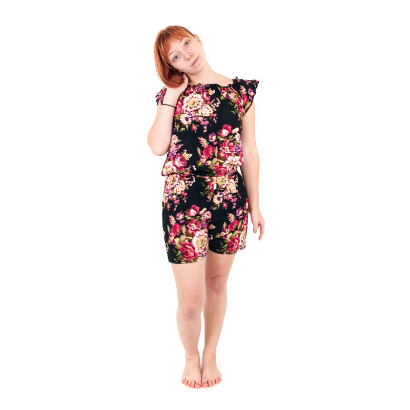 Overall Flowers 01 Black