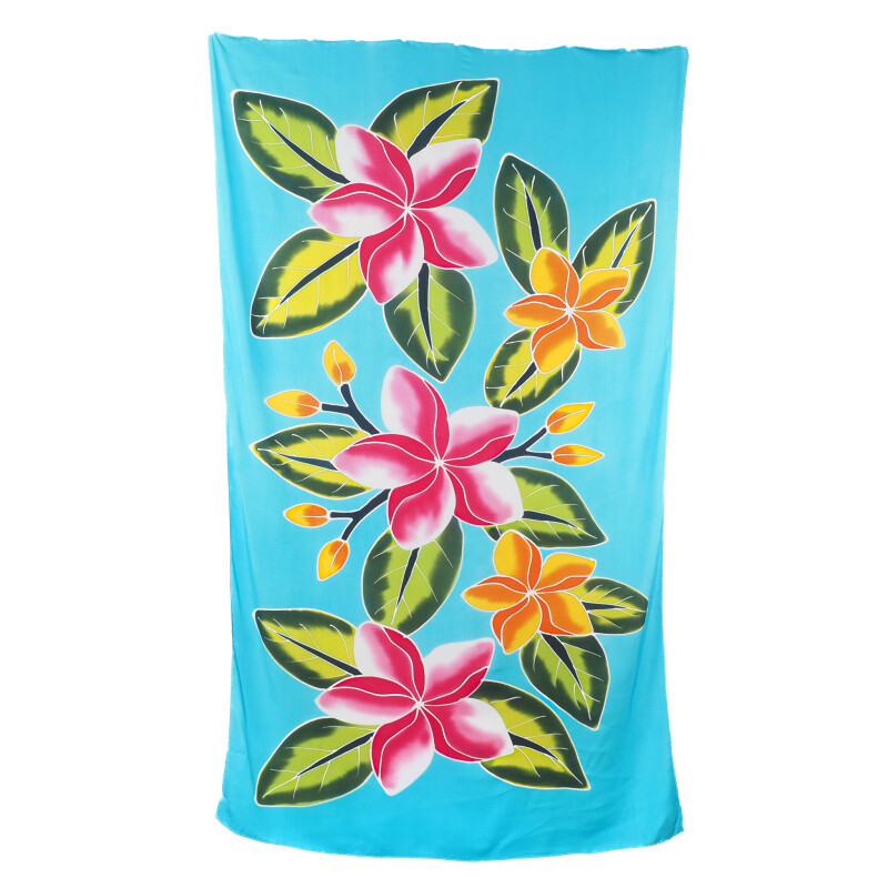 Pareo Sarong Bali Flowers 04 Light Blue 200 x 118 cm