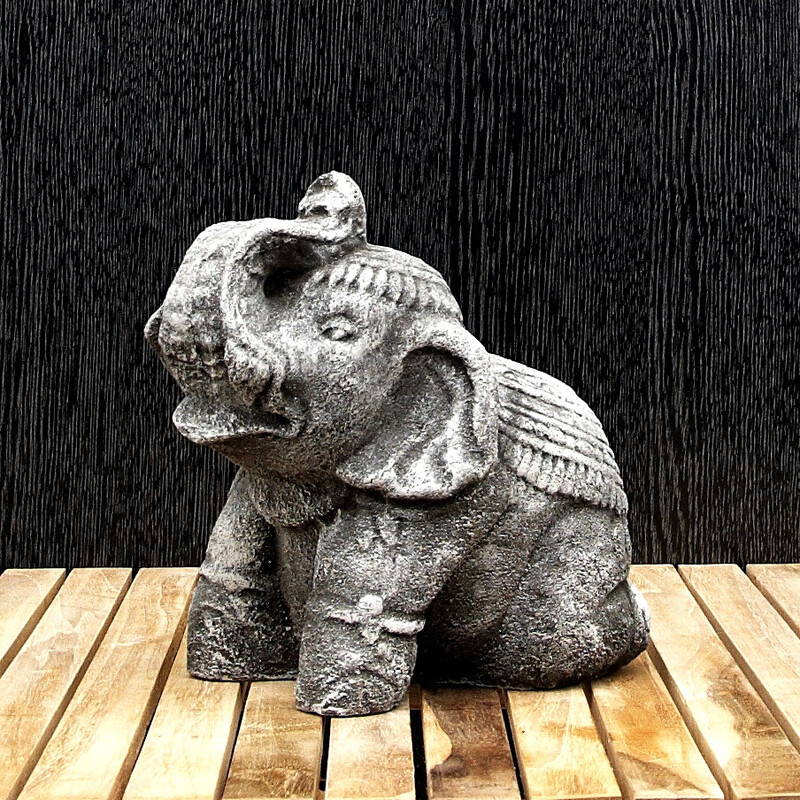Statuette Stone Elephant 20 cm Grey