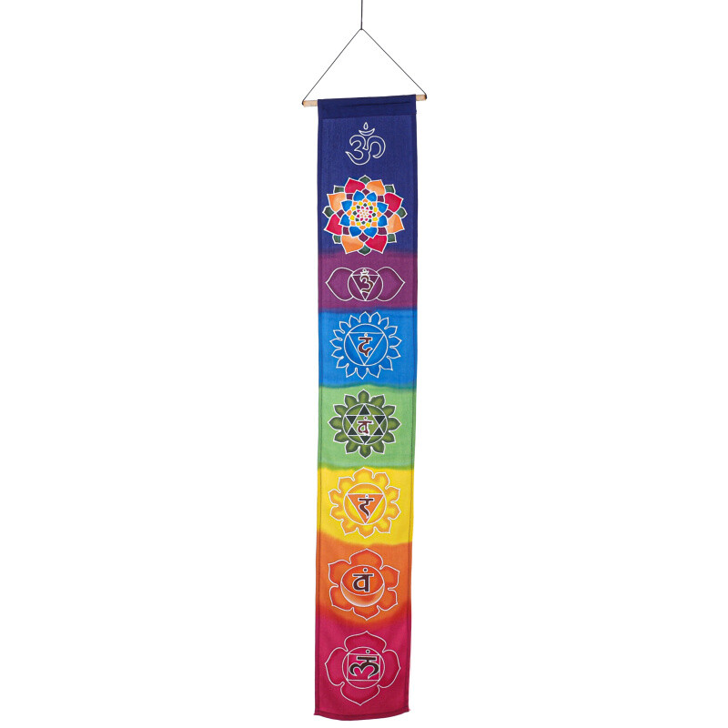 Hanging Decoration Textile 7 Chakra Symbols 117 x 19 cm Multicolor