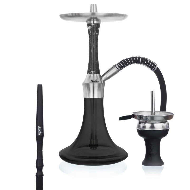 Hookah Aladin Epox 360 Silver Black Flat