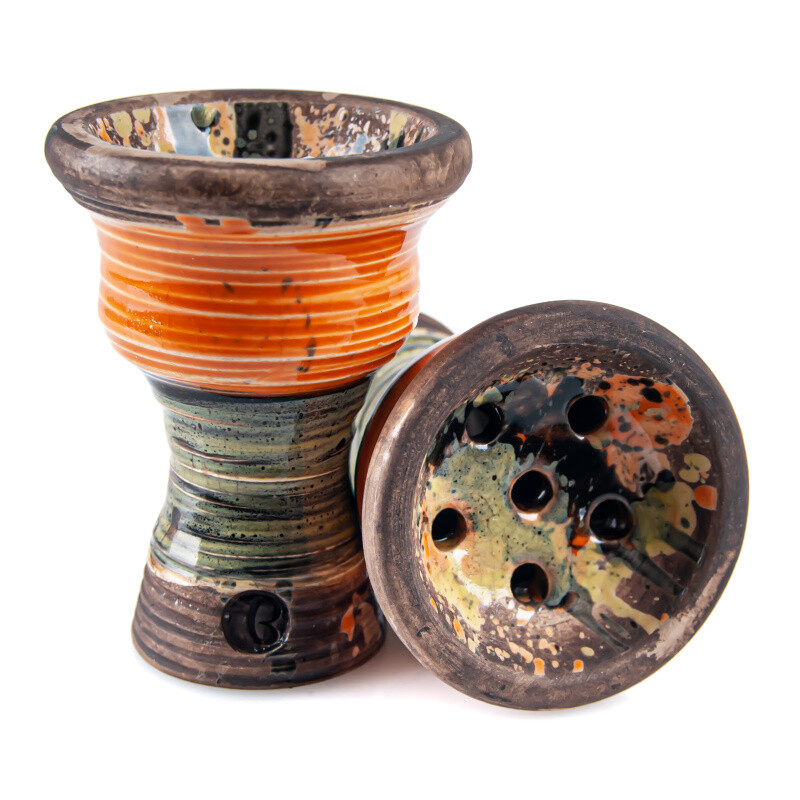 Hookah Bowl Vintage Glass Syria Orange
