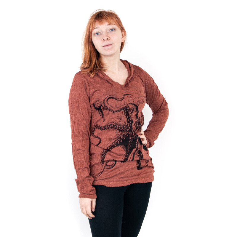 T-shirt Ladies' SURE Octopus Long Sleeve S Brown