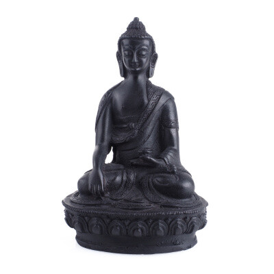Statuette Resin Buddha Touching 01 20 cm Black