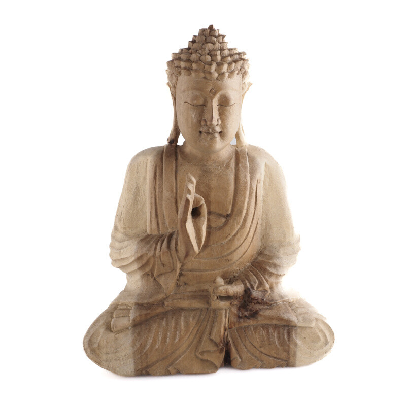Wooden Statuette Buddha Teaching 30 cm Natural