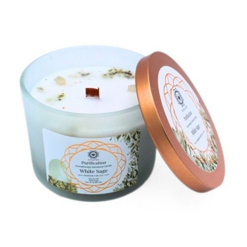 Candle Green Tree Gemstone Purification White Sage 256 g