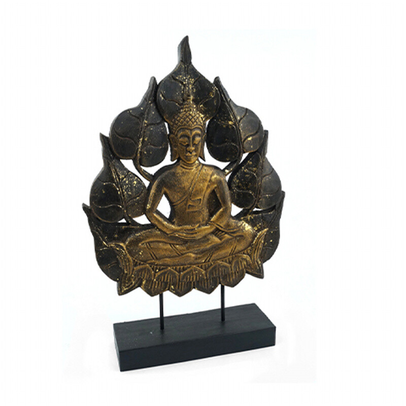 Wooden Decoration Buddha Leaf 48 cm Black